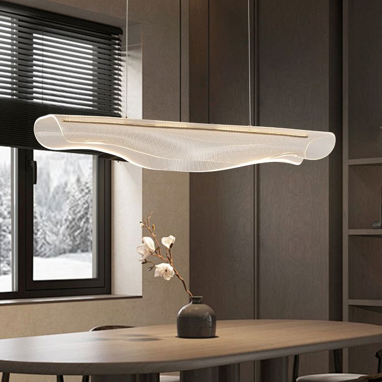 Modern Linear LED Pendant Light, Wave-Inspired Frosted Acrylic with Gold Canopy for Kitchen Island, 2 of 7