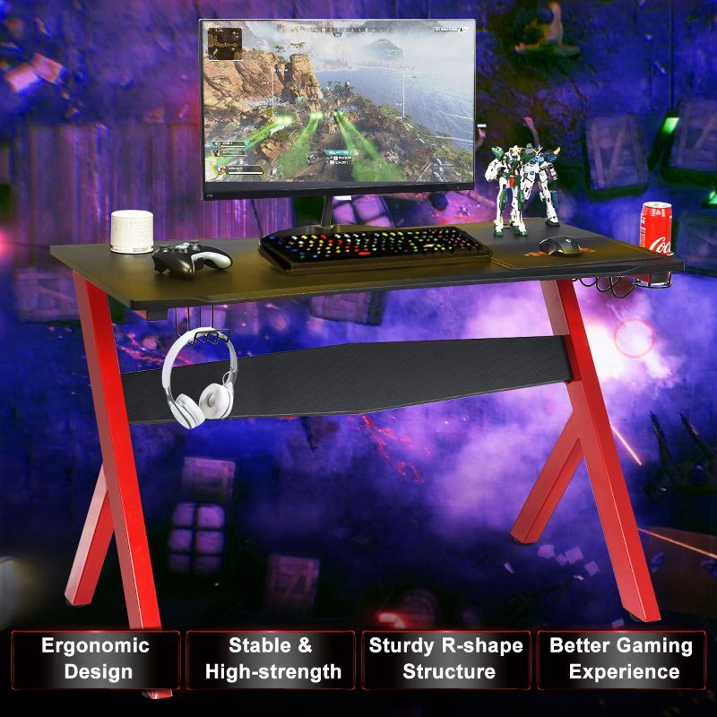 Costway Gaming Desk Computer Desk w/Controller Stand Cup Holder Headphone Hook Mouse Pad, 5 of 11