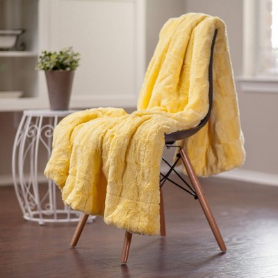 Yellow Faux Fur Sherpa Reversible Toddler Blanket