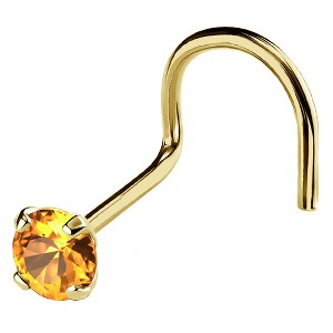 Jewelry Avalanche 22G 14K Gold Nose Screw Nose Stud with Citrine Gemstone - 1 of 2