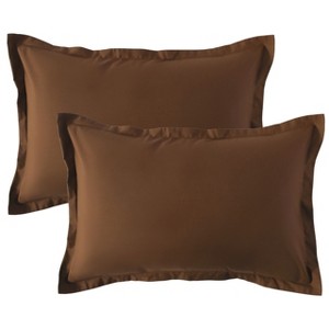 2 Pack Brushed Microfiber Pillow Shams, Super Soft and Cozy Oxford Pillowcases - NTBAY - 1 of 4