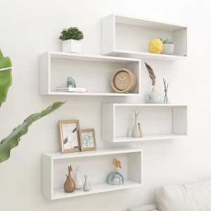 vidaXL Wall Cube Shelves 4 pcs White 23.6 in.x5.9 in.x9.1 in. Engineered Wood - 1 of 4
