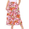 Agnes Orinda Women's Plus Size Wide Leg Mid Rise Front Tie with Pocket Casual Flowy Floral Boho Palazzo Pants - 2 of 4