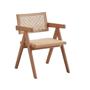 Acme Furniture 20" Valentina Dining Chair Rattan and Natural Finish : Set of 2, Upholstered Leather, No Assembly Required - 1 of 4