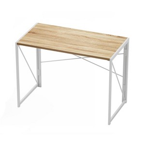 Itopfox Folding Desk Foldable Small Portable Computer Desks, Spaces Saving Writing Sturdy Table for Bedroom, Home Office, Dorm, Apartment, White Oak - 1 of 4