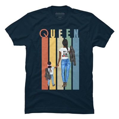 Men's Design By Humans Mother's Day Black Mom Queen Retro Stripes By duron4 T-Shirt - Navy - Medium