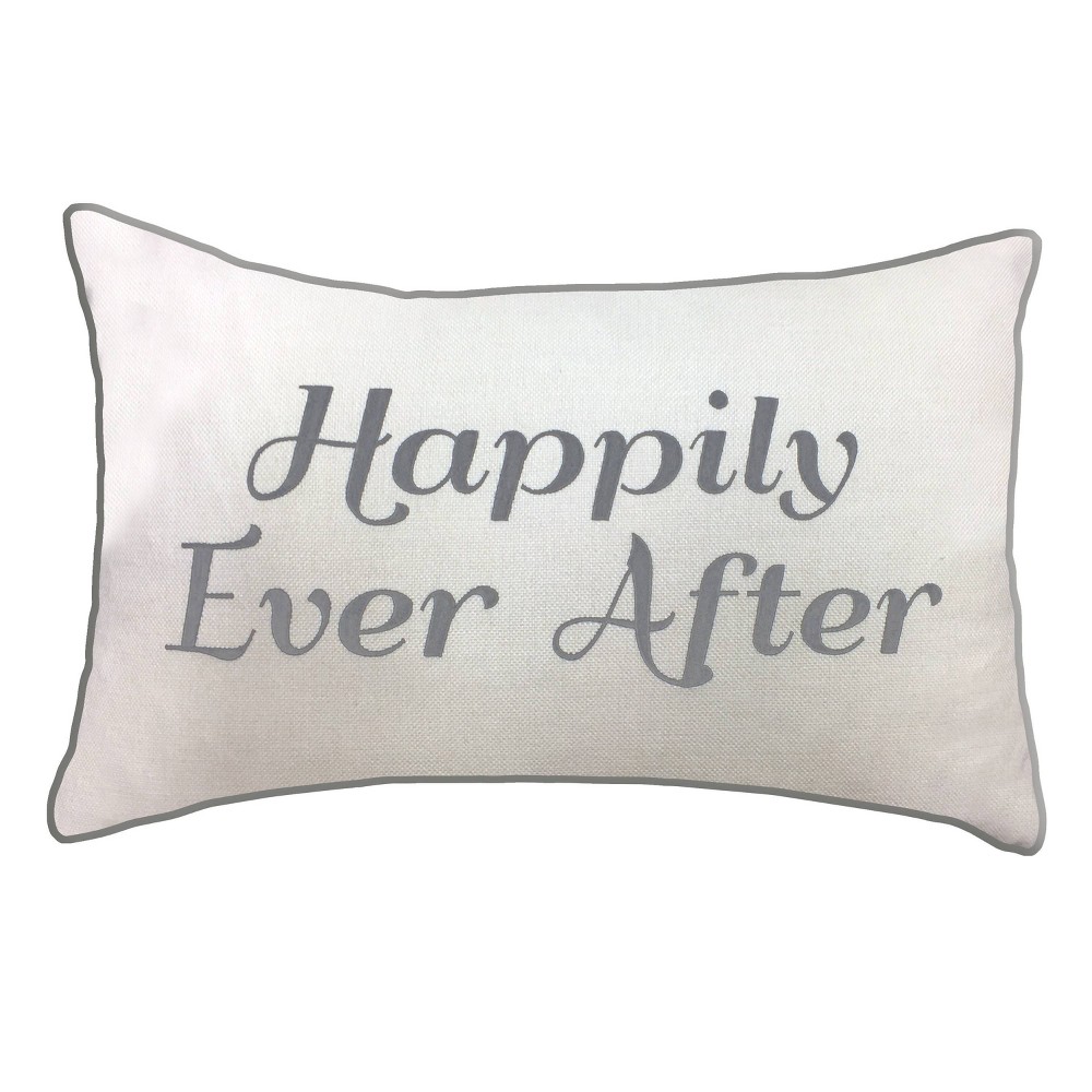 Photos - Pillow 14"x21" Celebrations Embroidered 'Happily Ever After' Lumbar  Cream/