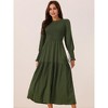 Seta T Women's Casual Long Sleeve Crewneck Relaxed Fit Smocked Dress - image 3 of 4