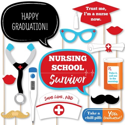 Big Dot of Happiness Nurse Graduation - Medical Nursing Graduation Photo Booth Props Kit - 20 Count