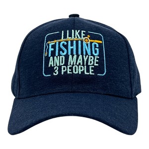 I Like Fishing And Maybe 3 People Hat Funny Sarcastic Fish Graphic Novelty Cap - Crazy Dog Navy Standard - 1 of 4