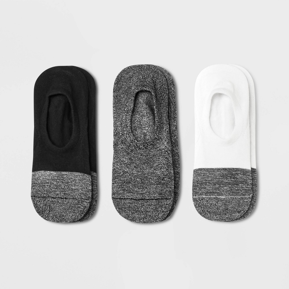 Women's 3pk Marled Colorblock Sneaker Liner Socks - Universal Thread™ Black/White 4-10
