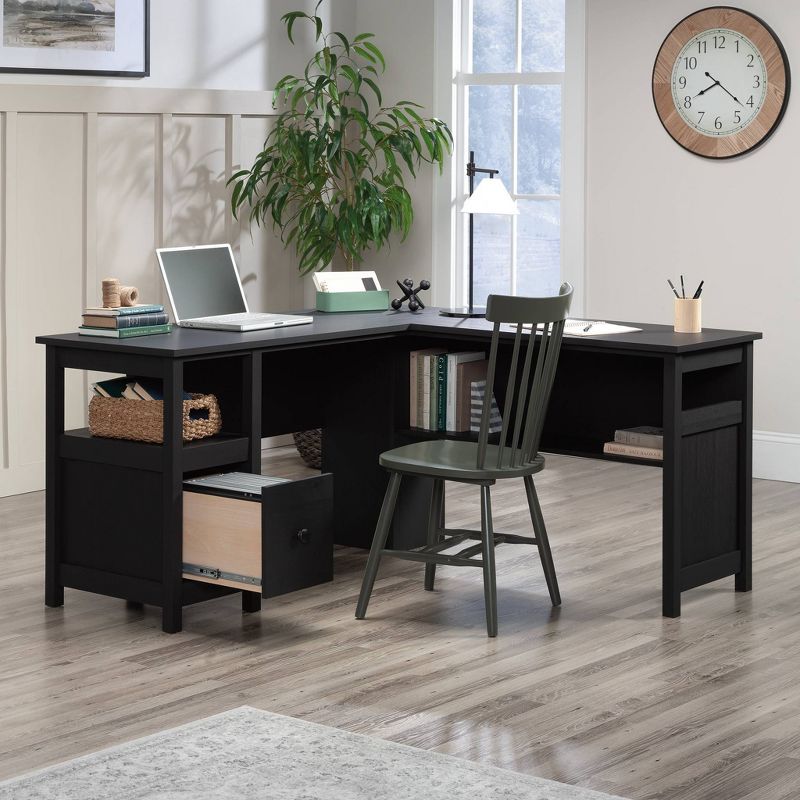 Dawson Trail Modern L Shape Desk Raven Oak - Sauder: Home Office Furniture with File Drawer & Cord Management, 2 of 7
