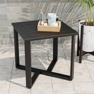 EAGLE PEAK Urban Slate Modern Outdoor Side Table, Weather-Resistant Steel Accent Patio Table - 1 of 4