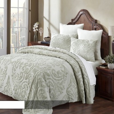 Ivory Elegance Full Cotton Bedspread and Sham Set
