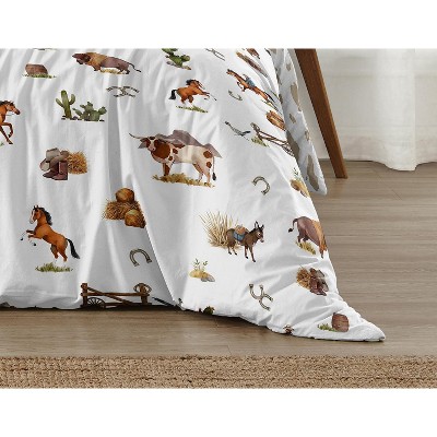 Sweet Jojo Designs Boy Full/Queen Comforter Bedding Set Country Western Taupe Brown and Cream 3pc — фото 6
