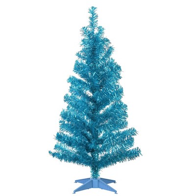 3ft National Christmas Tree Company Turquoise Tinsel Artificial Pencil Christmas Tree