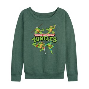 Women's - Teenage Mutant Ninja Turtles - Donnie, Mikey, Raph, and Leo Logo Lightweight French Terry Wide Neck Long Sleeve Shirt - 1 of 4