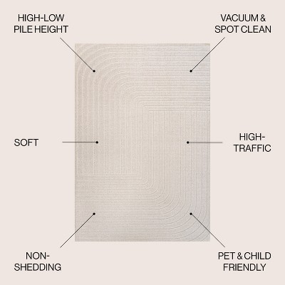 Odense Ivory Cream High-Low Geometric Indoor Outdoor Rug