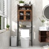 Tangkula Over The Toilet Storage Cabinet 5-Tier Bathroom Toilet Organizer w/2 Metal Mesh Doors & 3-Position Adjustable Shelf - 3 of 4