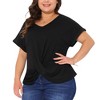 Agnes Orinda Women's Plus Size V Neck Short Sleeve Twist Knot Casual Blouses - 2 of 4