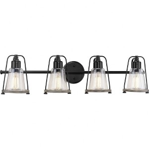 Progress Lighting Conway 4-Light Bath Vanity Light, Steel, Matte Black, Clear Seeded Glass - 1 of 2