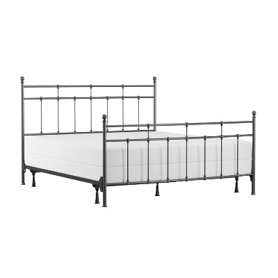 King Providence Metal Bed with Spindle and Casting Design Aged Pewter - Hillsdale Furniture