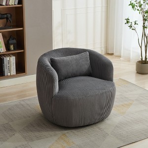 PAGED Swivel Accent Chair Corduroy Upholstered Reading Armchair Round Sofa Chair with Pillow for Living Room - 1 of 4