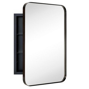 TEHOME Rounded Rectangular Metal Framed Recessed Bathroom Medicine Cabinet with Mirror - 1 of 4