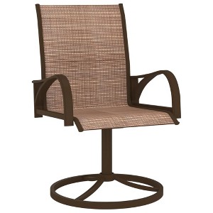 vidaXL Modern Patio Swivel Chairs - Set of 2 - Textilene and Powder-Coated Steel - Weather Resistant - Quick Drying - Brown - Assembly Required - 1 of 4