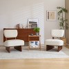 [Walnut+White Set of 2] Modern lounge chair with polyester fabric and sturdy wooden base, simple design, stylish and comfortable. - 2 of 4