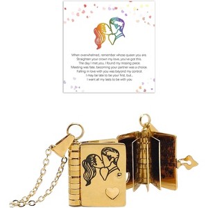 Daughter Love Book Necklace, Laser Engraved Page Pendant Stainless Steel Gift - 1 of 4