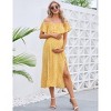 BLUEMING Maternity Sundress Flounce Elastic Neckline Dress Thigh Slit Maxi A-Line Dress - 2 of 4