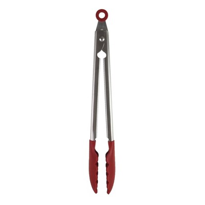 KitchenAid Stainless Steel with Silicone Tipped Tongs Red: Cooking Tongs, Locking Mechanism, Dishwasher-Safe