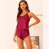INSPIRE CHIC Women's 2 Pcs Satin Pajama Lingerie Pjs Tops with Shorts Lounge Sets Silky Cami Pajama Sets - 3 of 4