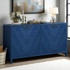 4-Door Sideboard Buffet Cabinet with Honeycomb Patterned MDF Doors, Vintage Metal Handles, Painted Finish, Ample Storage for Dining Room, Kitchen - 4 of 4