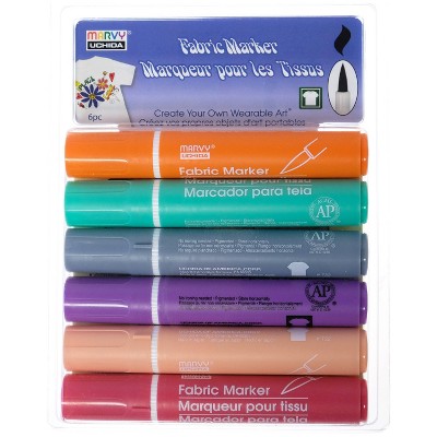 Marvy Fabric Markers - Primary Colors, Set of 6