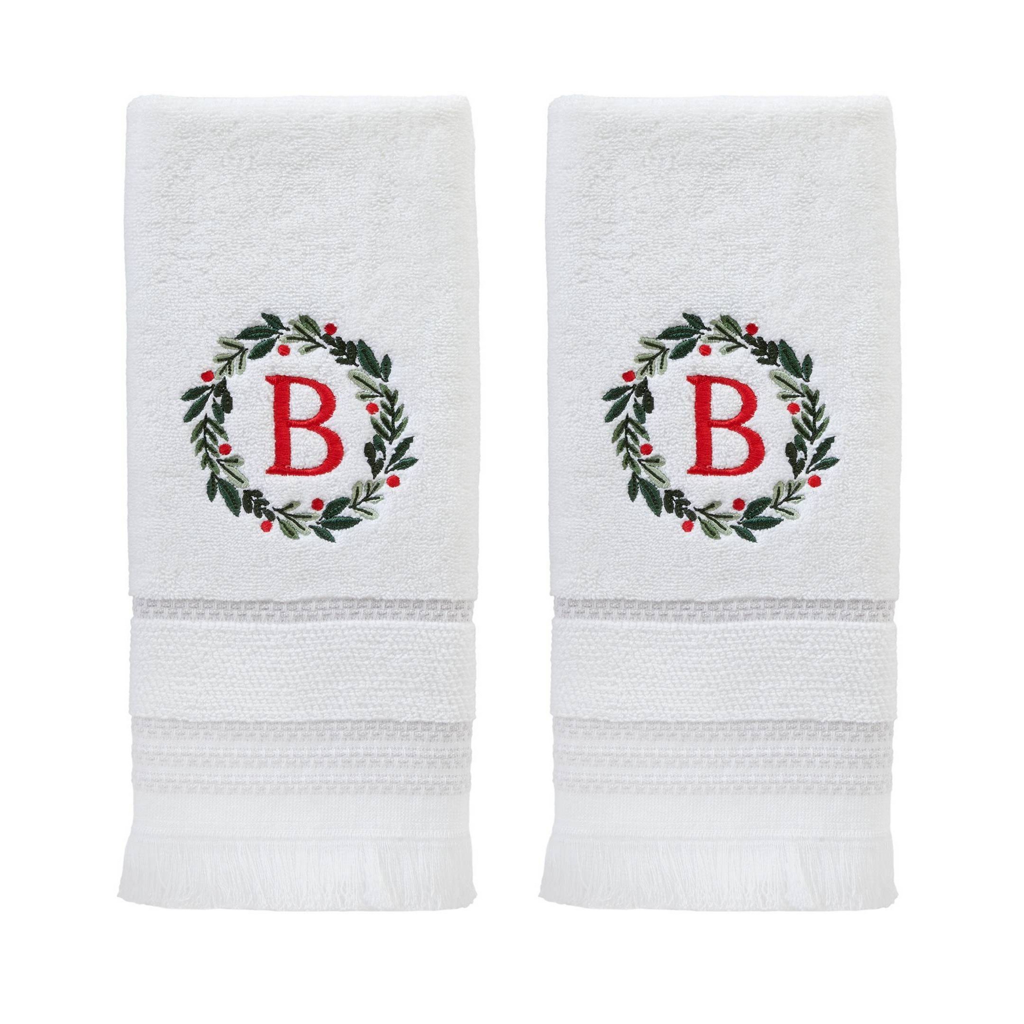 SKL Home 2pk Wreath Monogram Hand Towels "B"