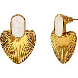 Black/White/Red/Green/Pink/Beige Gold Earrings for Women-24K Gold Plated Heart Statement Earrings | Fashion Vintage Chunky Gold Drop Earrings - 1 of 4