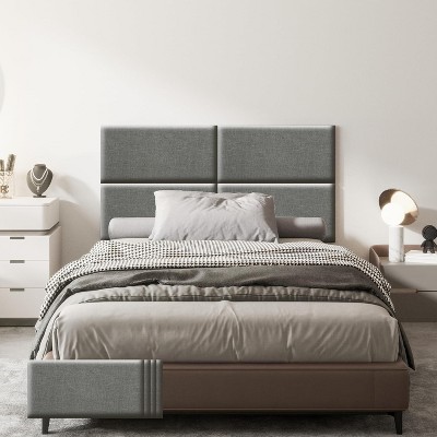 4Pcs Dark Gray Wall Mounted Headboard for Bedroom & Living Room