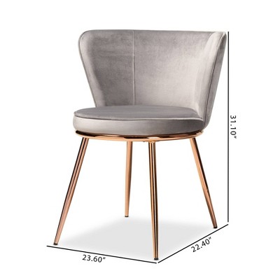 Elevate High-Back Grey Velvet & Cane Armchair with Rose Gold Legs