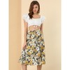 Allegra K Women's Boho Floral High Waist Split A Line Midi Skirt - 3 of 4