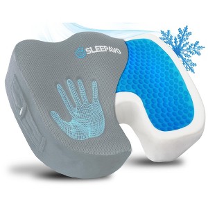 Refurbished Sleepavo Gray Memory Foam Seat Cushion for Office Chair - Cooling Gel Pillow for Sciatica Coccyx Tailbone & Lower Back Pain Relief - 1 of 4