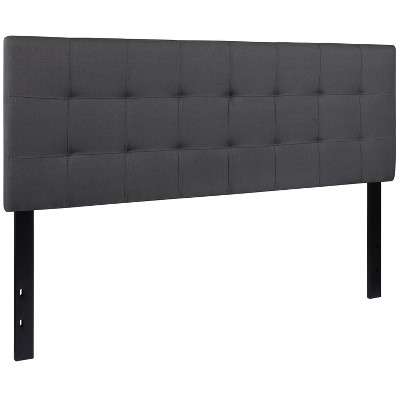 Dark Gray Tufted Upholstered Queen Headboard with Adjustable Slots