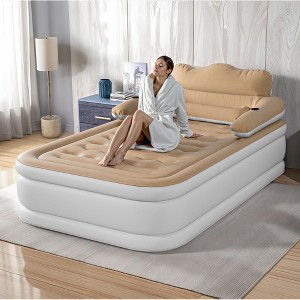 Queen/Full XL Size Air Mattress with Headboard, 18 inch Inflatable with Pillow, Blow Up Mattress with Removable Electric Pump - 1 of 4