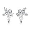 Guili White Gold Plated with Lab Created Moissanite Leaf Cluster Stud Earrings - 2 of 2