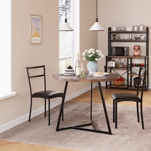Round Kitchen Table Set for 2, Dining Table and Chairs for 2, Modern Dining Room Table Set - 1 of 4