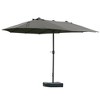 Outsunny Patio Umbrella 15' Steel Rectangular Outdoor Double Sided Market with base, Sun Protection & Easy Crank for Deck Pool Patio, Dark Gray - 3 of 4