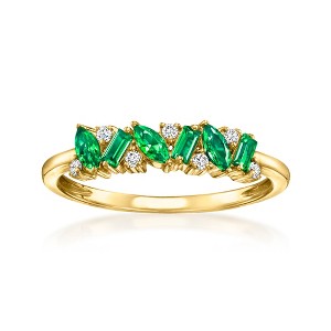Pure Collection by Ross-Simons 0.20 ct. t.w. Lab-Grown Emerald Ring With Lab-Grown Diamonds in 18kt Gold Vermeil - 1 of 4