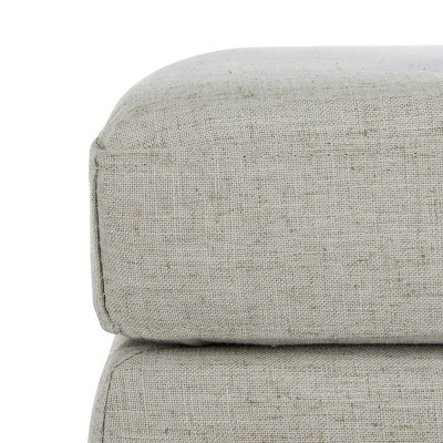 Lux Grey Linen 36" Square Ottoman with Brass Legs