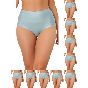 INSPIRE CHIC Women's Tummy Control Unlined High-Waisted Breathable Hipster Underwear 10 Packs - 1 of 4